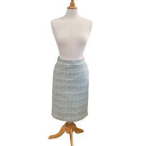 PURE Collection Cotton Blend Tweed Pencil Skirt, Ice Blue, Pastels, Metallic, 4